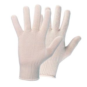 Хлопчатобумажные перчатки без ПВХ серые/белые 4-нитковые 10класс