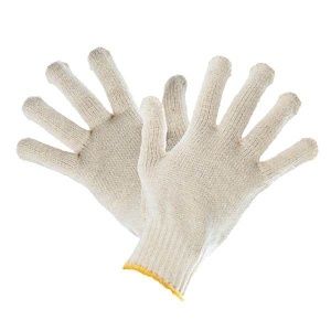 Хлопчатобумажные перчатки без ПВХ белые/серые 5-нитковые 10класс