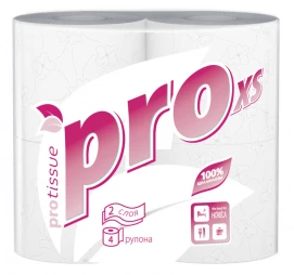 Туалетная бумага в бытовых рулонах 2-слойная 18м Protissue в рулонах белый 32,8г/м2 4рул/упак 
