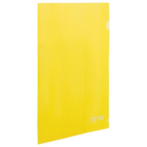 Папка-уголок жесткая BRAUBERG желтая 0,15мм