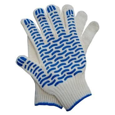 Хлопчатобумажные перчатки белые c ПВХ волной 5-нитковые 10 класс