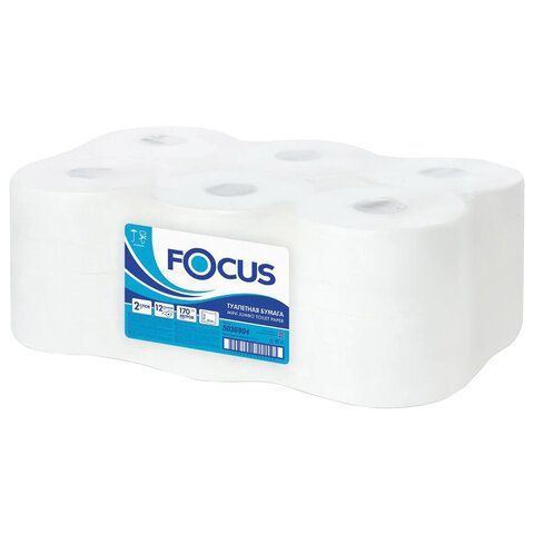 Туалетная бумага 2-слойная 150м FOCUS мини рулон белый 12рул/кор