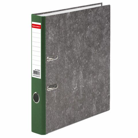 Папка-регистратор BRAUBERG фактура стандарт с мраморным покрытием, 50 мм, зеленый корешок