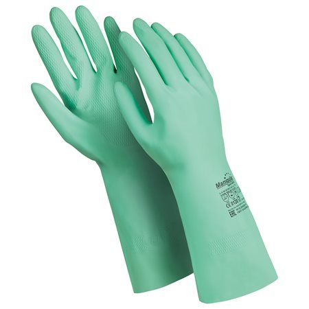 Перчатки латексные MANIPULA "Контакт" хлопчатобумажное напыление размер 7-7,5 (S) зеленые L-F-02