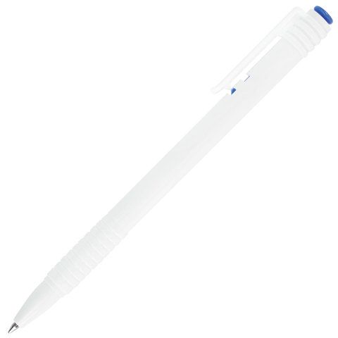 Ручка шариковая автомат BRAUBERG синяя маслян линия 0,5 мм, корп бел