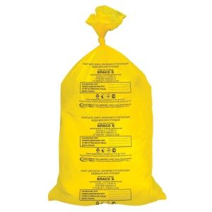 Мешки для мусора 80л 70х80 14мкм медицинские в пачке 50шт класс Б (желтые) АКВИКОМП