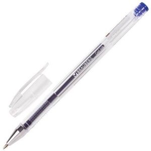 Ручка гелевая офисн BRAUBERG синяя линия 0,35мм корпус прозрач