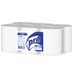 Туалетная бумага 1-слойная 200м Protissue Т2 в мини-рулонах белая 18гр/м2
