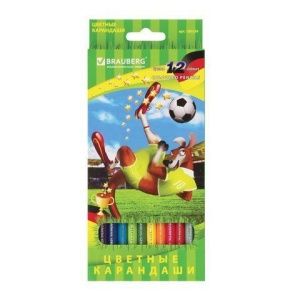 Карандаши цветные BRAUBERG "Football match" 12цветов заточенные картонная упаковка