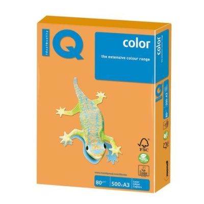 Бумага цветная IQ color БОЛЬШОЙ ФОРМАТ (297х420 мм) А3 80 г/м 500л неон оранжевая NEOOR