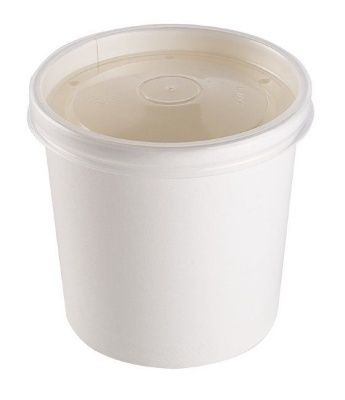 Упаковка для супов, каш с пластиковой крышкой белая 760мл ECO 90х110мм 