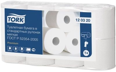 Туалетная бумага в бытовых рулонах 2-слойная 23м Т4 TORK белый 8рул/уп 12уп/кор