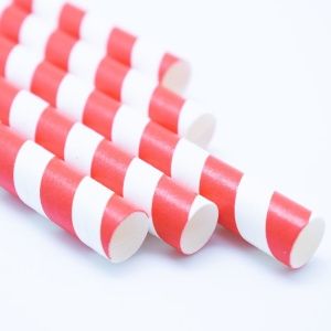 Трубочки бумажные Леденец 8х200мм белый/красный 50шт/уп  /150шт/кор GVS-05-LRG