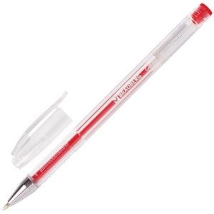 Ручка гелевая офисн STAFF красная линия письма прозрач корпус