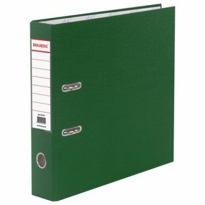 Папка-регистратор BRAUBERG с покрытием из ПВХ 70мм зеленая (удвоенный срок службы)