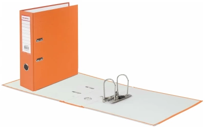 Папка-регистратор BRAUBERG с покрытием из ПВХ 80мм с уголком оранжевая (удвоенный срок службы)