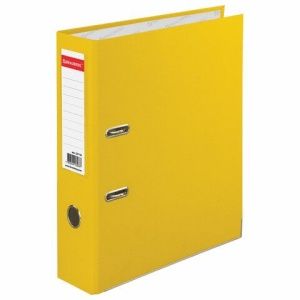 Папка-регистратор BRAUBERG с покрытием из ПВХ 80мм с уголком желтая (удвоенный срок службы)