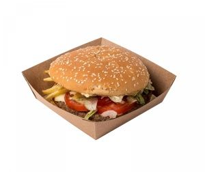 Упаковка для бургеров, фри, чиабат OSQ TRAY 550 Pure Kraft 139х139х42 300шт/уп