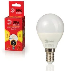 Лампа светодиодная ЭРА 6 (40) Вт цоколь E14 шар теплый белый свет 25000 ч. LED smdP45
