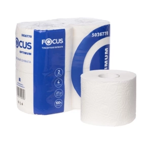 Туалетная бумага в бытовых рулонах 2-слойная 21,6м FOCUS OPTIMUM белый 4рул/уп