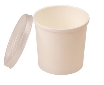 Упаковка для супов, каш с пластиковой крышкой белая 340мл ECO 70х85мм