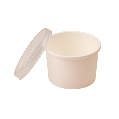 Упаковка для супов, каш с пластиковой крышкой белая 230мл ECO 75х60мм 