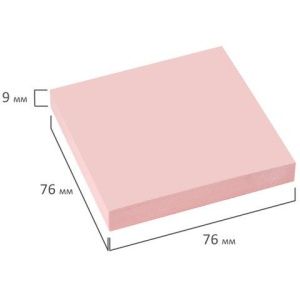 Блок самоклеящийся (стикеры) BRAUBERG, пастельный, 76×76мм, 100л, розовый