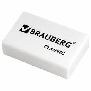Ластик BRAUBERG "Classic", 26х17х7 мм, белый, прямоугольный