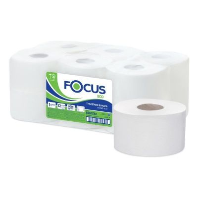 Туалетная бумага 1-слойная 200м FOCUS ECO JUMBO белая