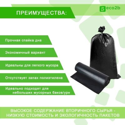 Мешки для мусора 30л 46х55 ПНД черный Партийн марка 30шт/рул