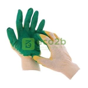 Хлопчатобумажные перчатки двойной латексный облив 100текс 13класс 2пара/упак