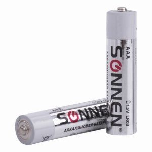 Батарейки 10шт SONNEN Super Alkaline AAA (LR03, 24А) алкалиновые мизинчиковые короб