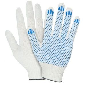 Хлопчатобумажные перчатки LAIMA белые c ПВХ точками 5-нитковые 10класс