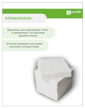 Бумажные салфетки белые 20х24 1-слойные FOCUS ECO 100шт/уп