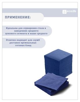 Бумажные салфетки 2-слойные 24х24 250шт синие