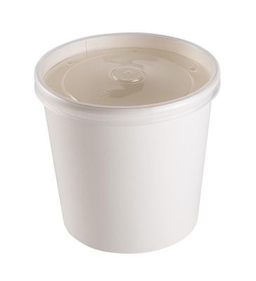 Упаковка для супов, каш с пластиковой крышкой белая 445мл ECO 75х100мм