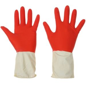 Перчатки хозяйственные BICOIRA4 латекс размер XL сверхпрочные белый+красный 12пар/упак 144шт/кор Komfi