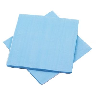 Бумажные салфетки 1-слойные Папирус 24х24 400шт голубые