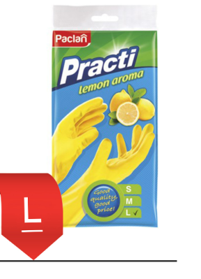 Перчатки хозяйственные Paclan с запахом лимона 1пара р-р L 100пар/кор 