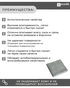 Салфетка из микрофибры универсальная 30х30см 220гр/м2 серый без упаковки