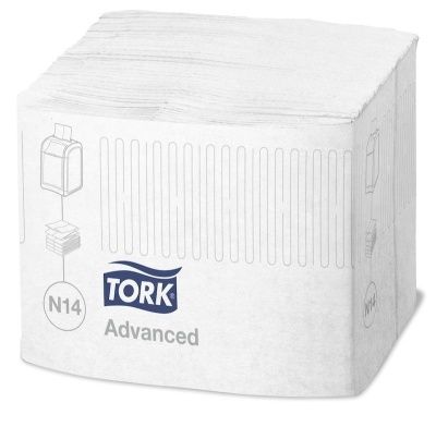 Диспенсерные бумажные салфетки 2-слойные Tork N14 21х17см 6х120шт белые