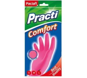 Перчатки хозяйственные PRACTI COMFORT розовый  S Paclan 1пара 100пар/кор