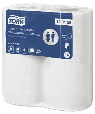 Туалетная бумага в бытовых рулонах 2-слойная 23м Т4 TORK белый 4рул/уп 24уп/кор