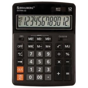 Калькулятор настольный BRAUBERG EXTRA-12-BKOL 206x155мм 12разрядов двойное питание ЧЕРНО