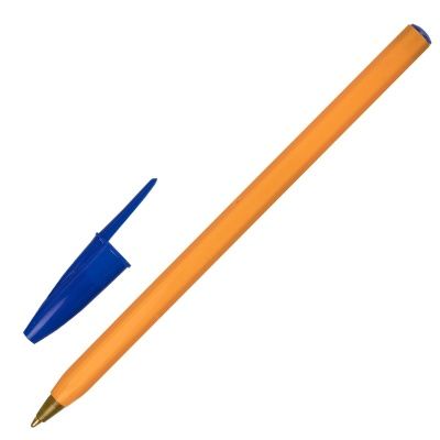 Ручка шариковая STAFF "Basic Orange BP-01", письмо 750 метров, СИНЯЯ, длина корпуса 14 см, узел 1 мм