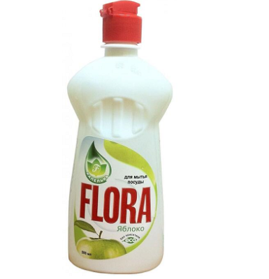 Средство для мытья посуды FLORA яблоко 1л пуш-пул