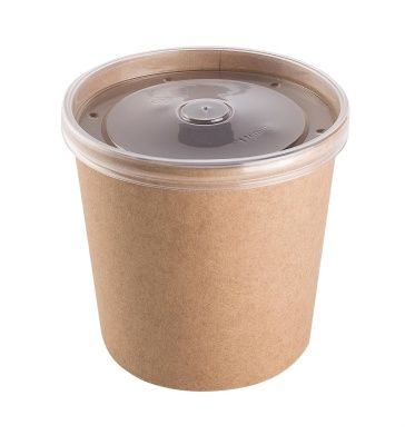 Упаковка для супов, каш с пластиковой крышкой крафт 340мл ECO 70х85мм 