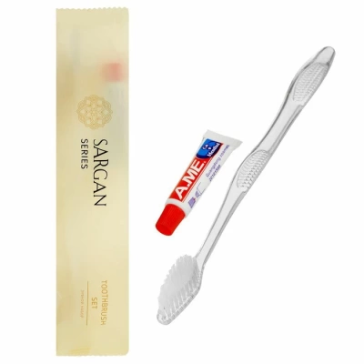 Зубной набор SARGAN флоу-пак (зубная щетка 18см, зубная паста в тюбике 6гр) 200шт/кор