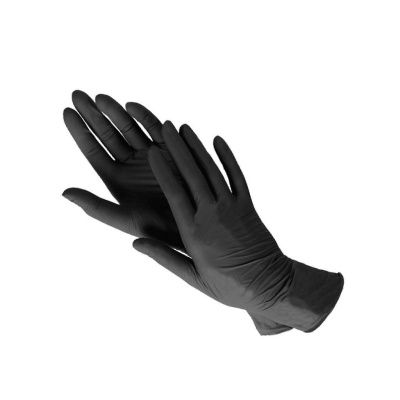 Перчатки нитрил текстур на пальц  Alliance М 100шт/50пар/уп черн
