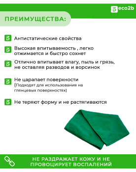 Салфетка универсальная микрофибра 30х30см 250гр/м2 зеленый без упак 120шт/кор